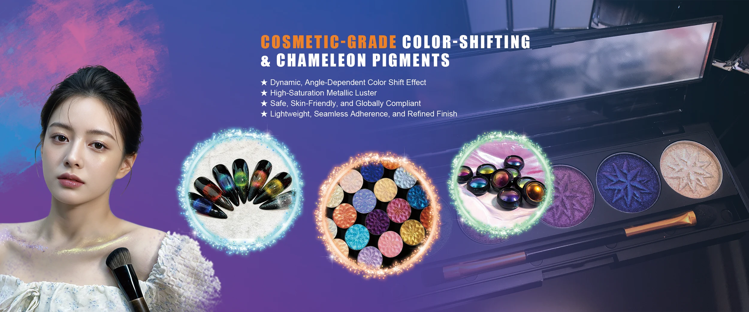 ผู้ผลิตเม็ดสีเปลี่ยนสีด้วยแสงเกรดเครื่องสำอางของจีน